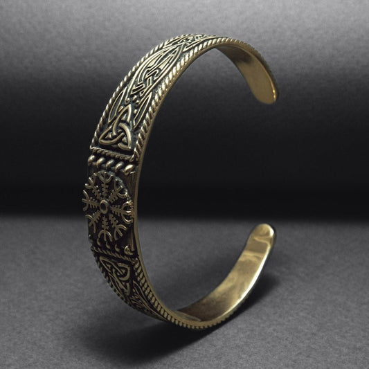Helm of Awe and Celtic ornament Arm Ring - Viking Bracelet