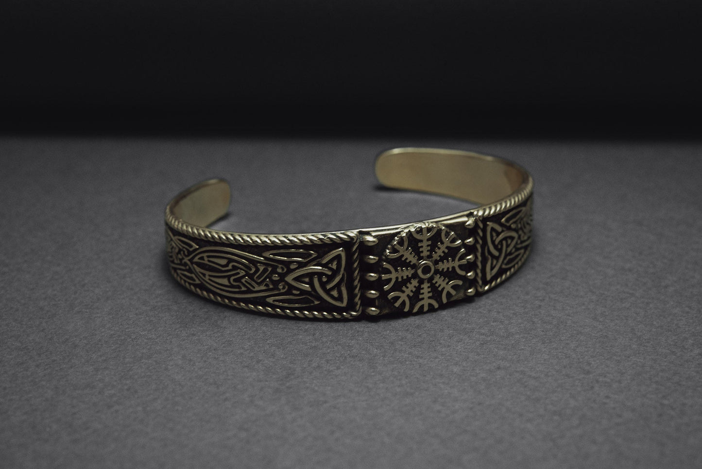 Helm of Awe and Celtic ornament Arm Ring - Viking Bracelet