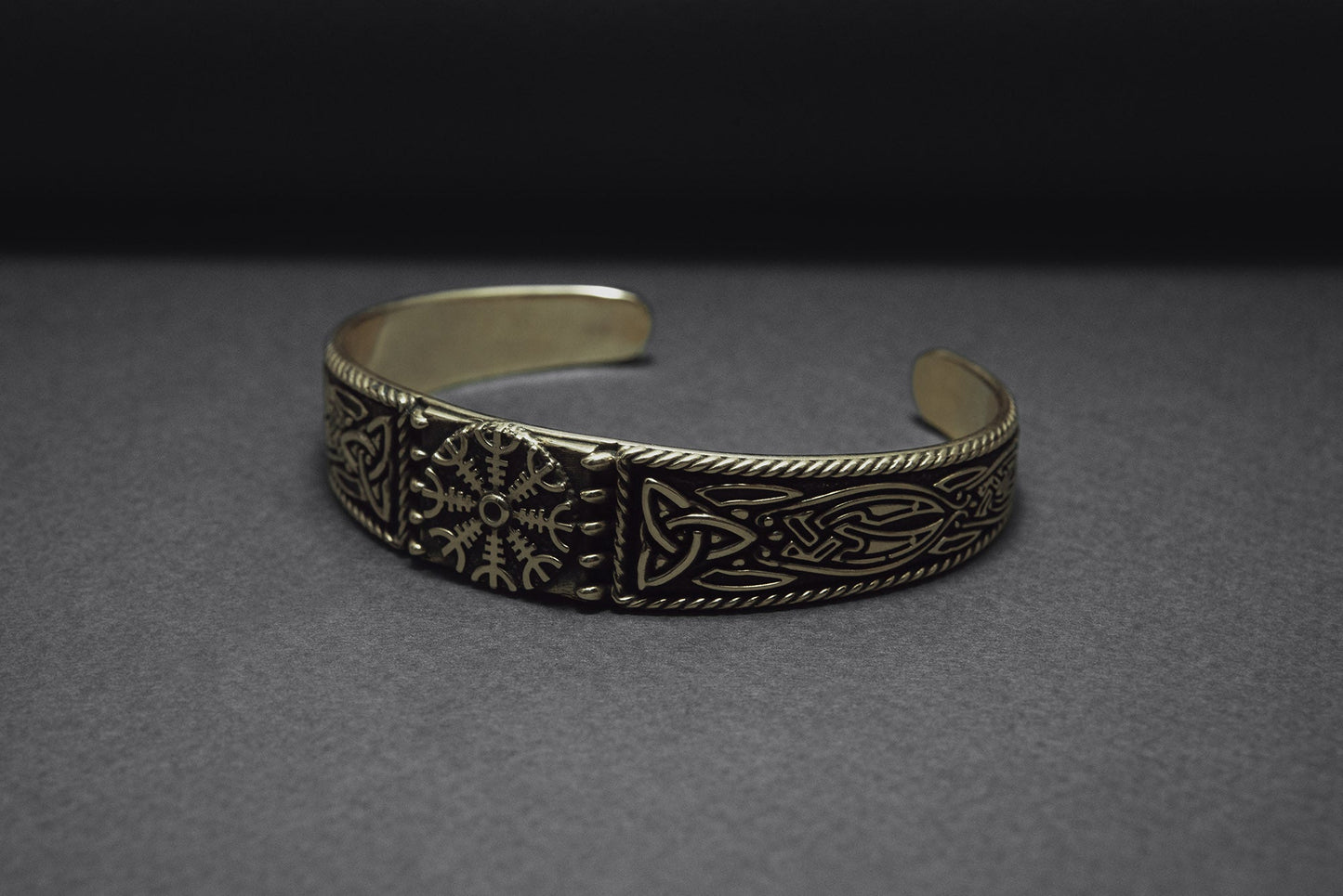 Helm of Awe and Celtic ornament Arm Ring - Viking Bracelet