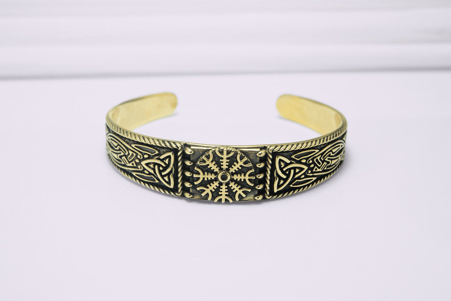 Helm of Awe and Celtic ornament Arm Ring - Viking Bracelet