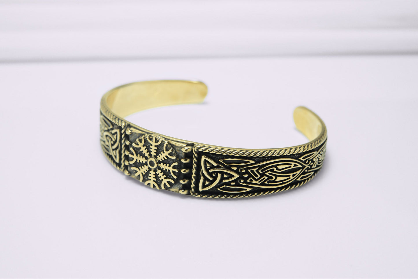Helm of Awe and Celtic ornament Arm Ring - Viking Bracelet