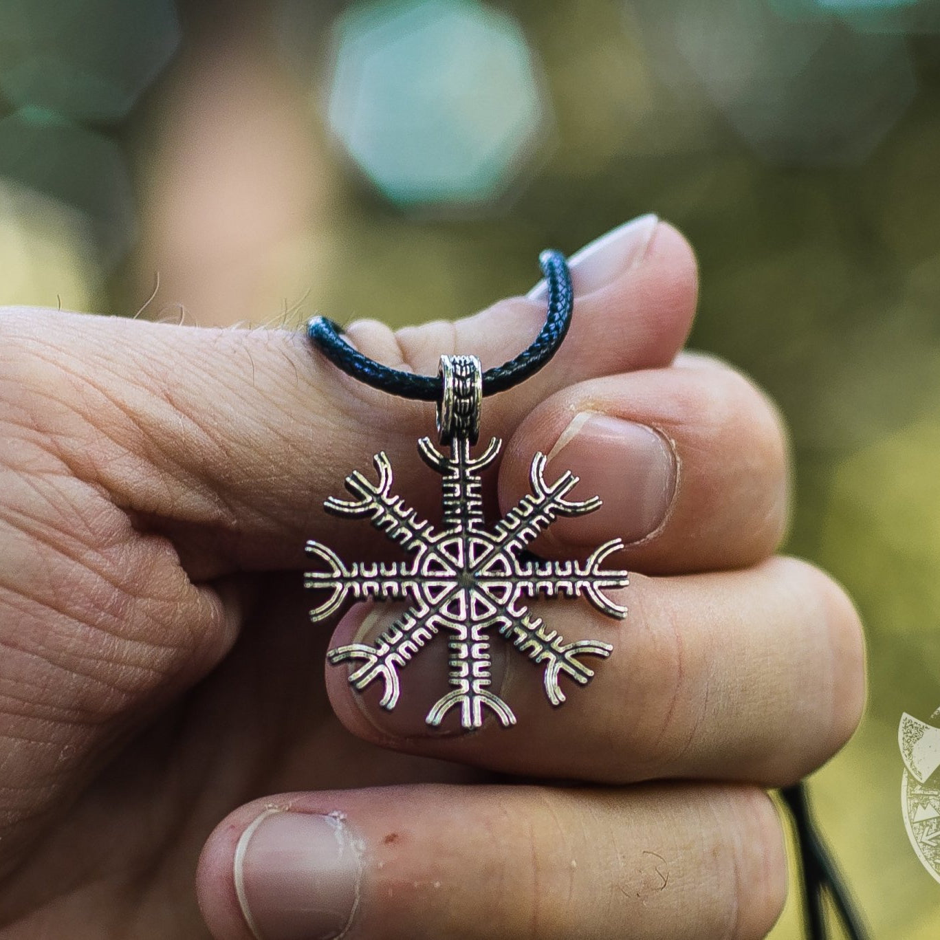 Helm of Awe Symbol 925 Sterling Silver Pendant - VikingsBrand