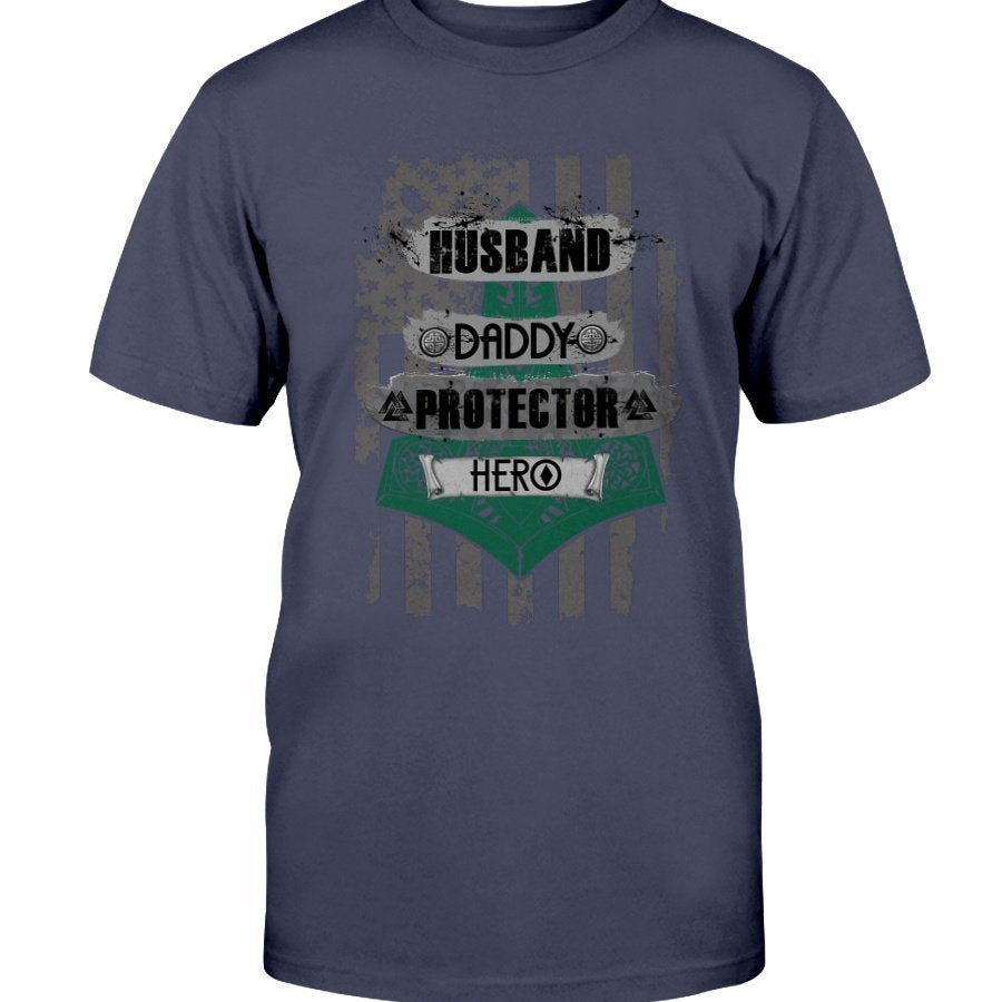 Husband - Daddy - Protector - Hero Cotton T-Shirt - Camo Hubbie