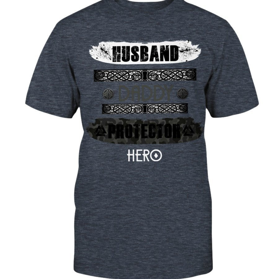 Husband - Daddy - Protector - Hero Cotton T-Shirt - Camo