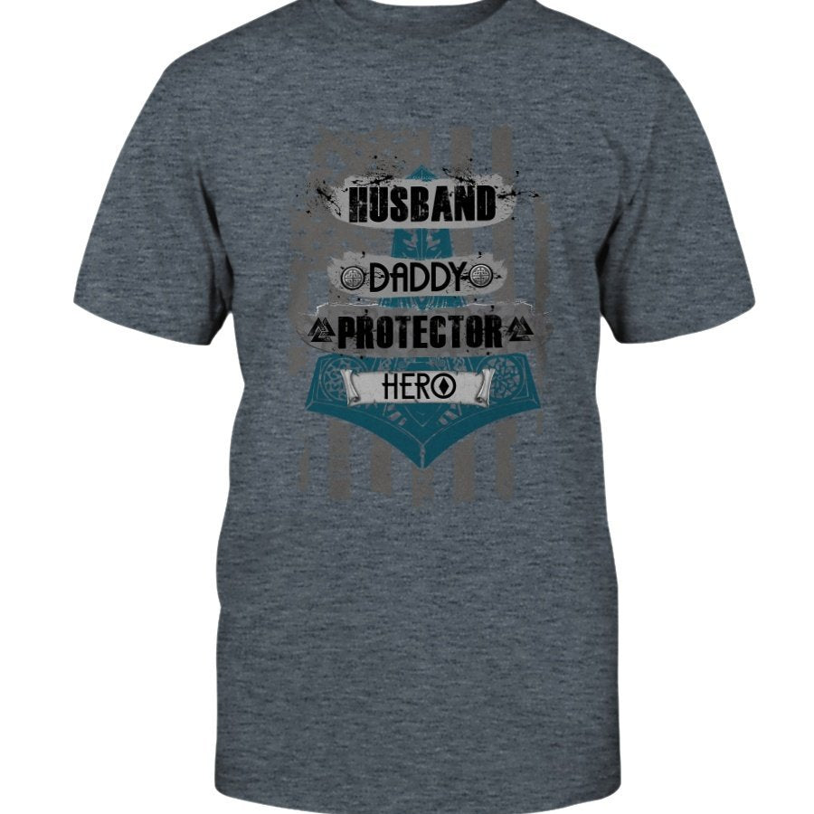 Husband - Daddy - Protector - Hero Cotton T-Shirt - Camo USA