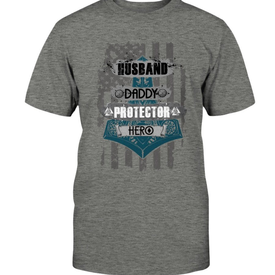 Husband - Daddy - Protector - Hero Cotton T-Shirt - Light Camo
