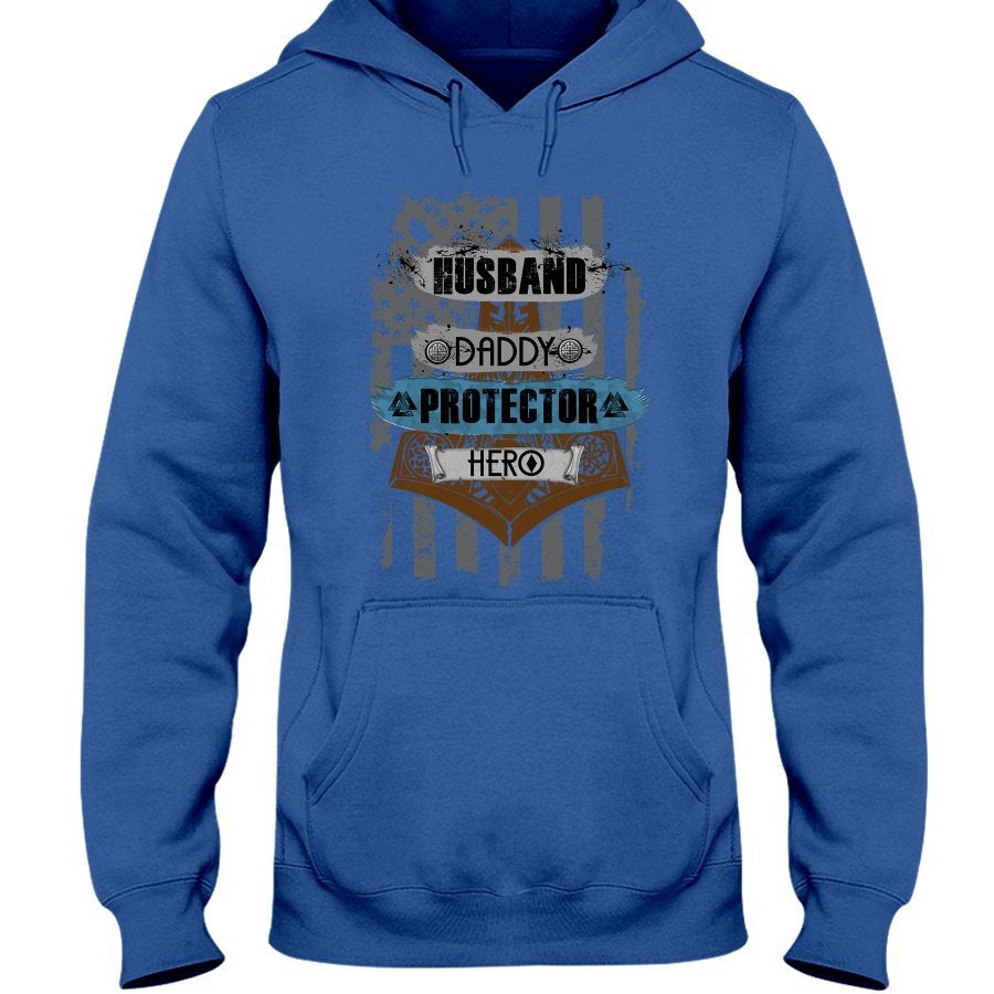 Husband - Daddy - Protector - Hero Hoodie - USA Brown