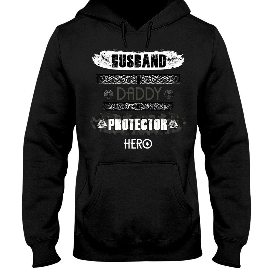 Husband - Daddy - Protector - Hero Hoodie - Camo Drak Grey