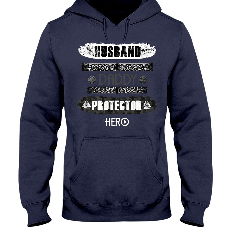 Husband - Daddy - Protector - Hero Hoodie - Camo Drak Grey