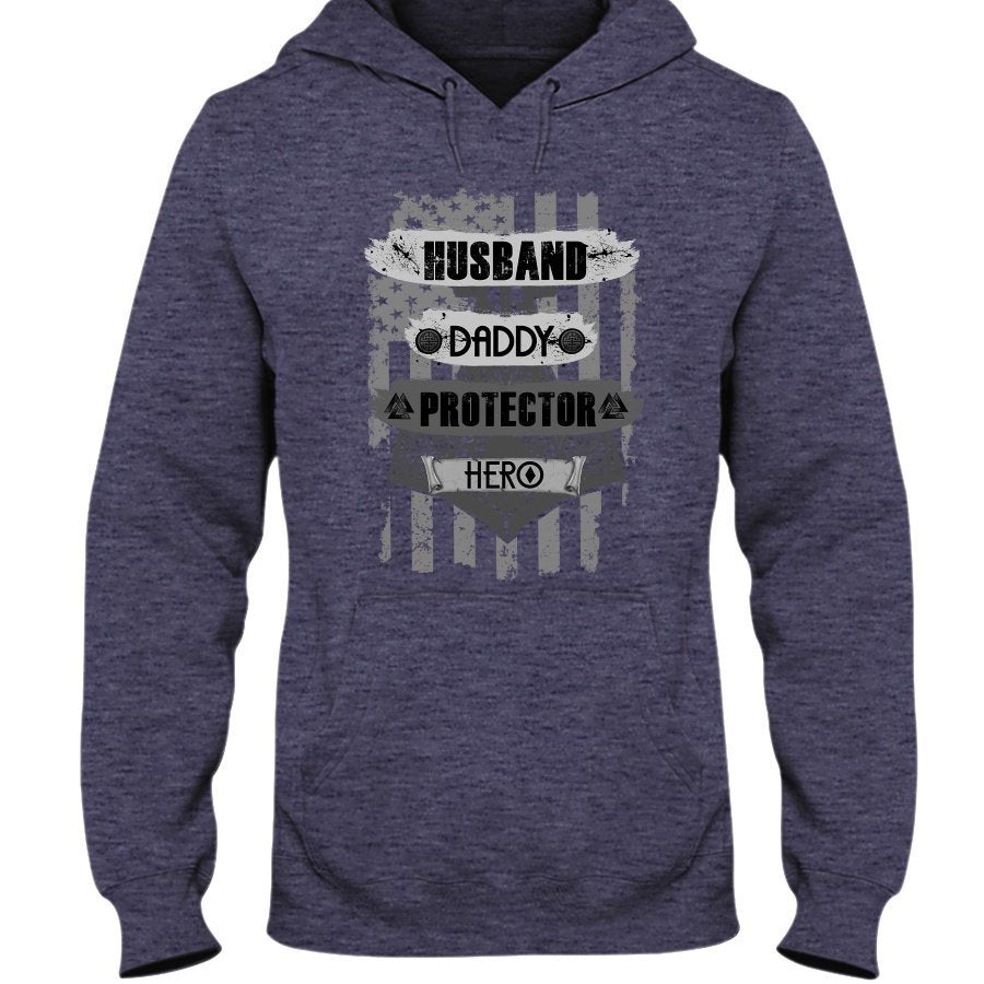 Husband - Daddy - Protector - Hero Hoodie - USA Camo