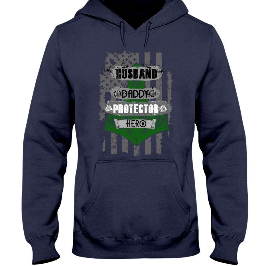Husband - Daddy - Protector - Hero Hoodie - Bright Green USA