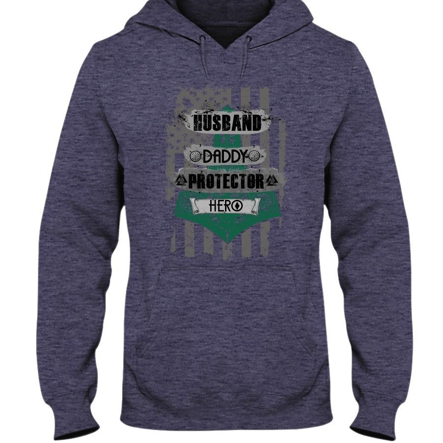 Husband - Daddy - Protector - Hero Hoodie - Green / Camo USA
