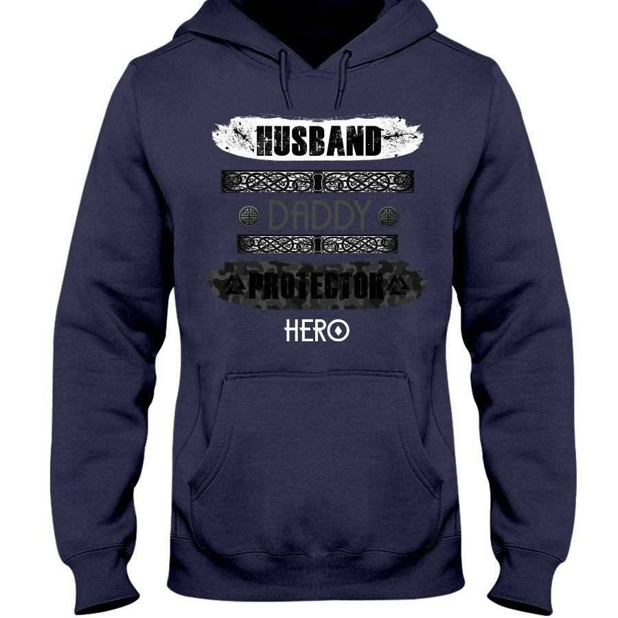 Husband - Daddy - Protector - Hero Hoodie - Grey Camo