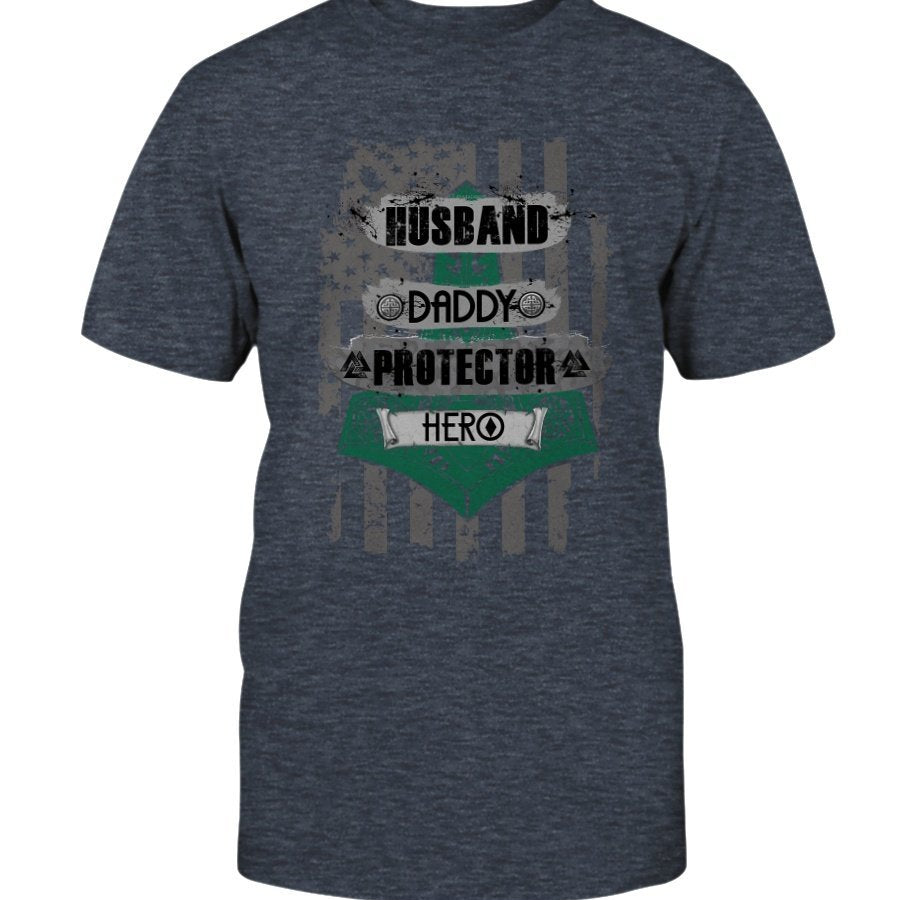 Husband - Daddy - Protector - Hero Premium T-Shirt - Green & Camo