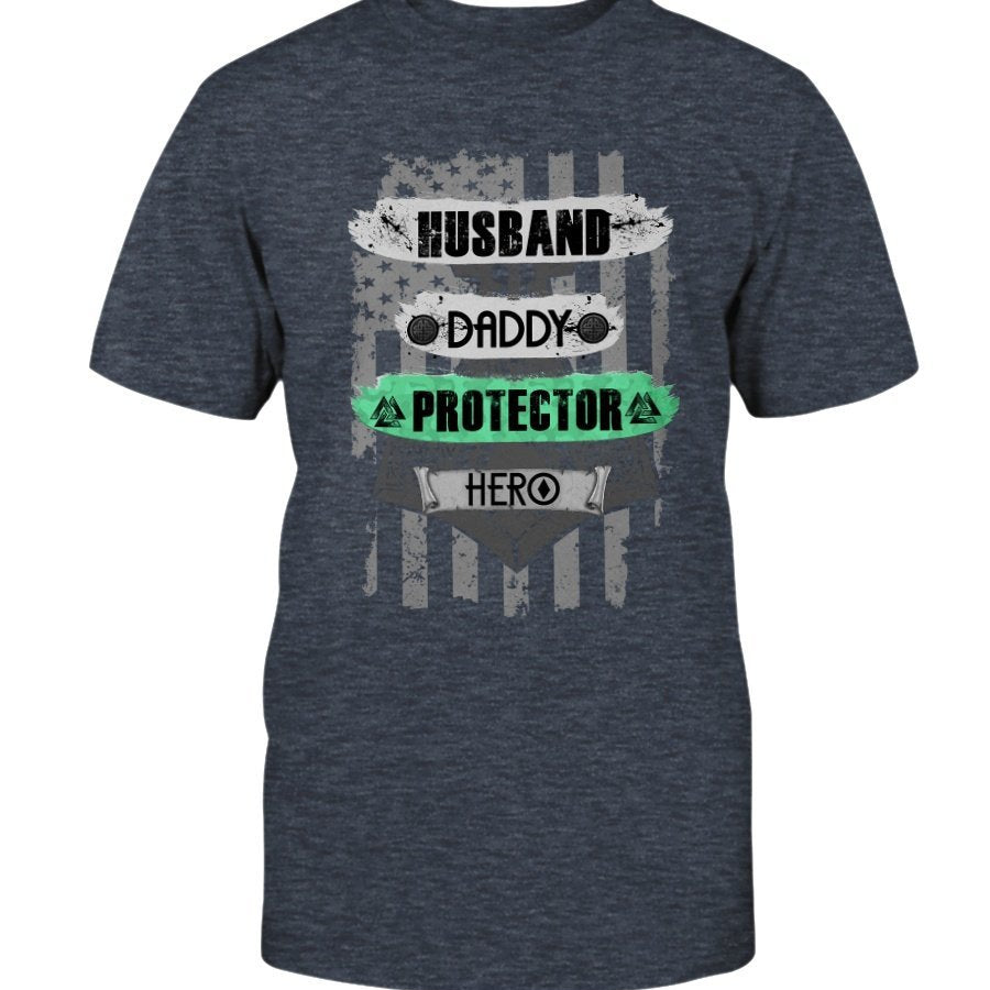 Husband - Daddy - Protector - Hero Premium T-Shirt - Bright Light Green