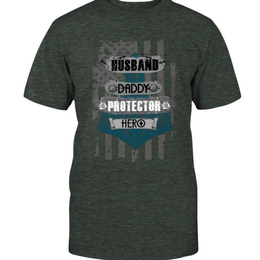 Husband Daddy Protector Hero Premium T-Shirt - White & Blue
