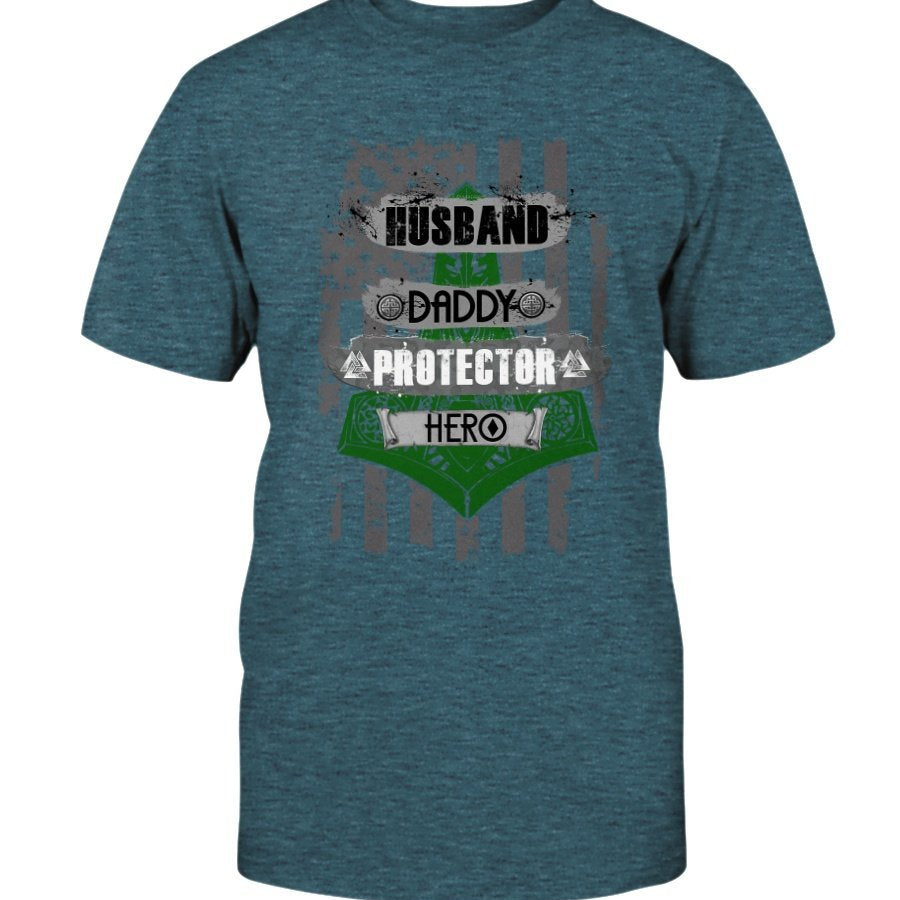 Husband - Daddy - Protector - Hero Premium T-Shirt - Green & White