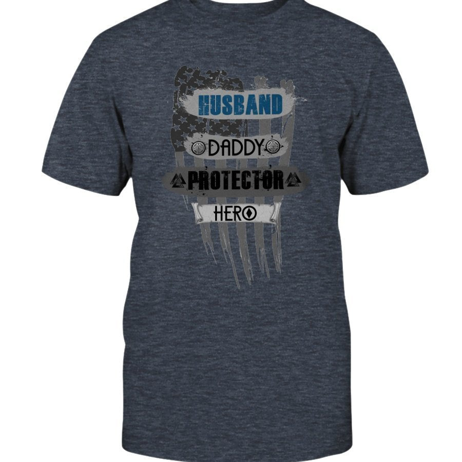 Husband - Daddy - Protector - Hero Premium T-Shirt - Blue USA