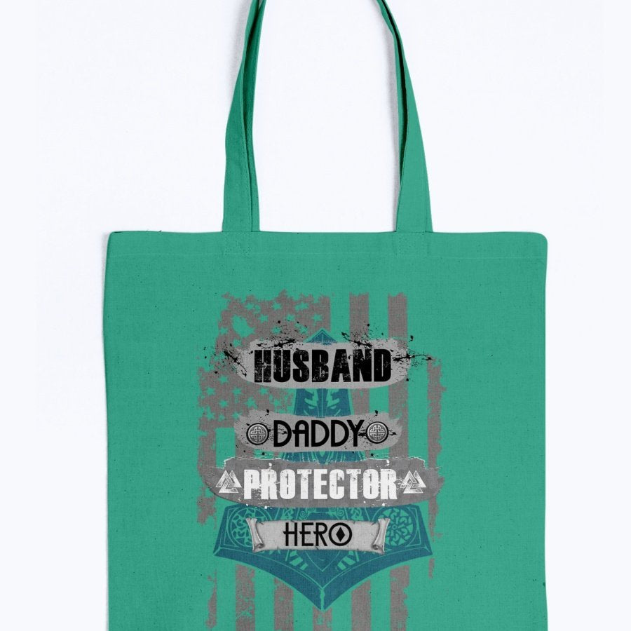 Husband - Daddy - Protector - Hero Tote - Black / Blue USA