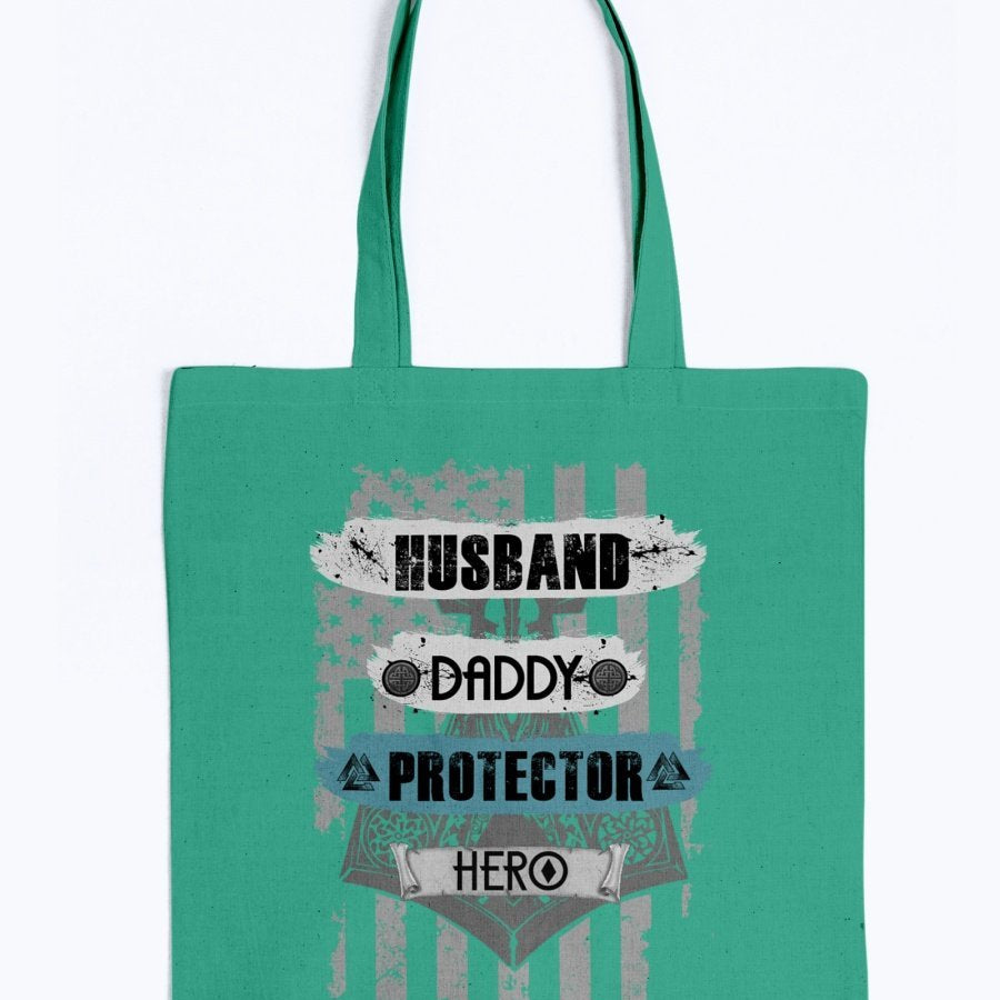Husband - Daddy - Protector - Hero Tote - Light Blue USA