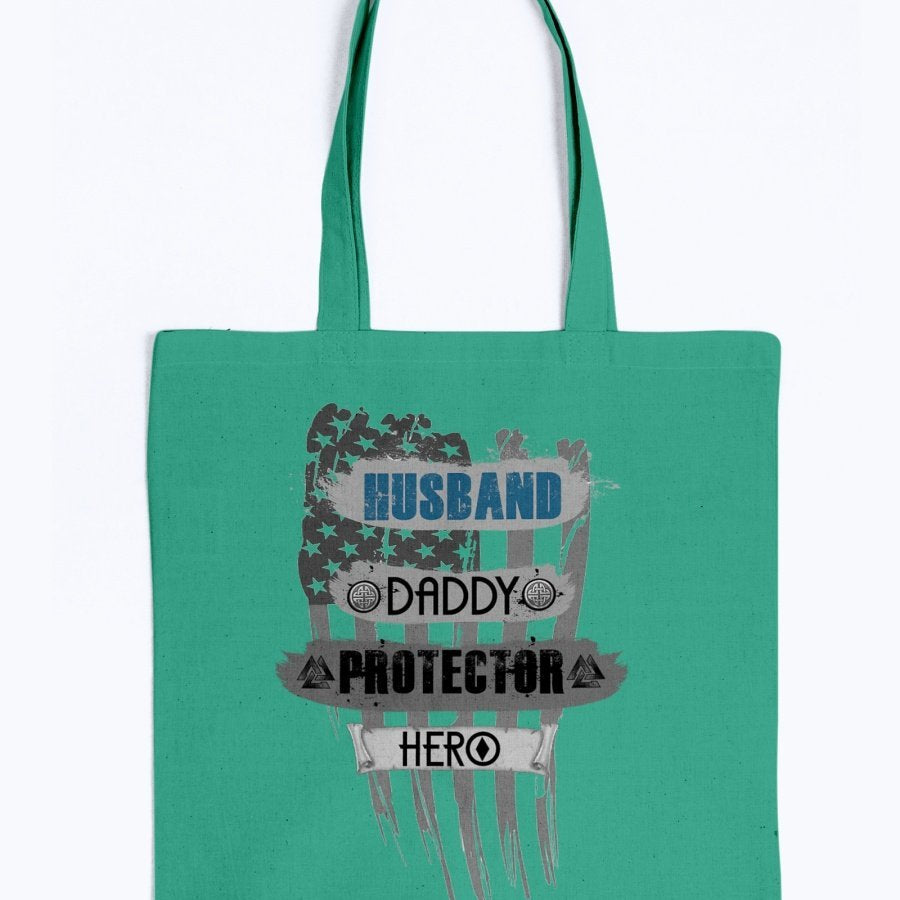 Husband - Daddy - Protector - Hero Tote - Blue / Black USA