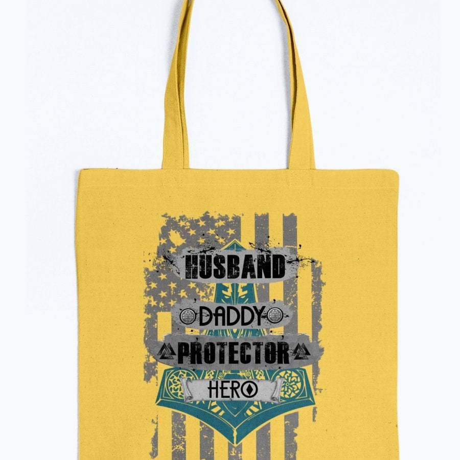 Husband - Daddy - Protector - Hero Tote - Blue / Grey USA