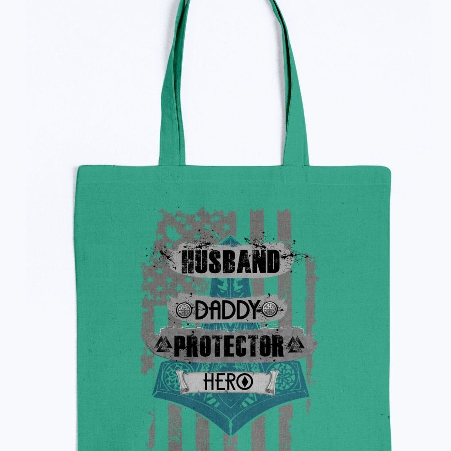 Husband - Daddy - Protector - Hero Tote - Blue / Grey USA