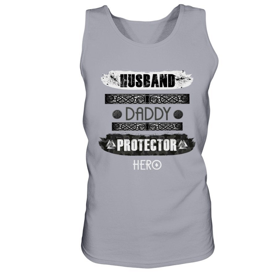 Husband - Daddy - Protector - Hero Ultra Cotton Tank - Black / White