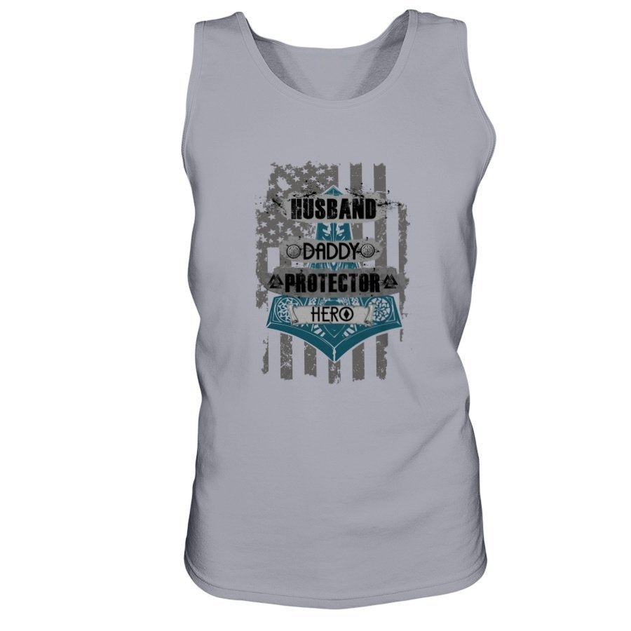 Husband - Daddy - Protector - Hero Ultra Cotton Tank - USA Blue