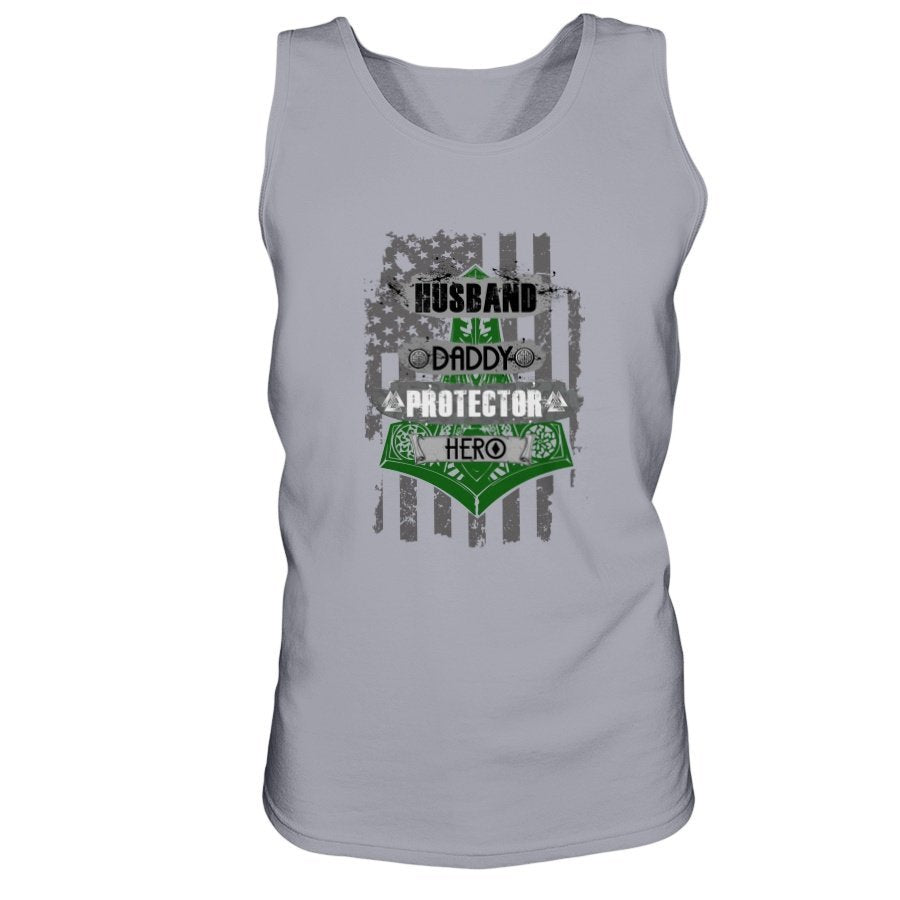 Husband - Daddy - Protector - Hero Ultra Cotton Tank - Bright Green USA