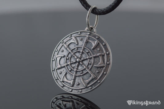 Kolovrat Pendant with Axe Symbol, Sterling Silver