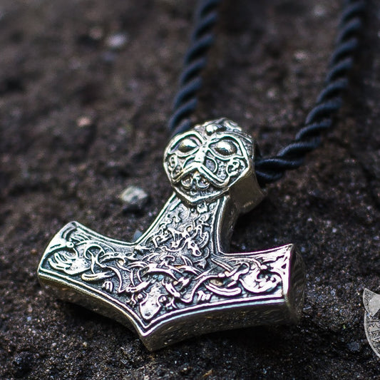 Thor's hammer pendant with a beast head in 925 sterling silver – view 2