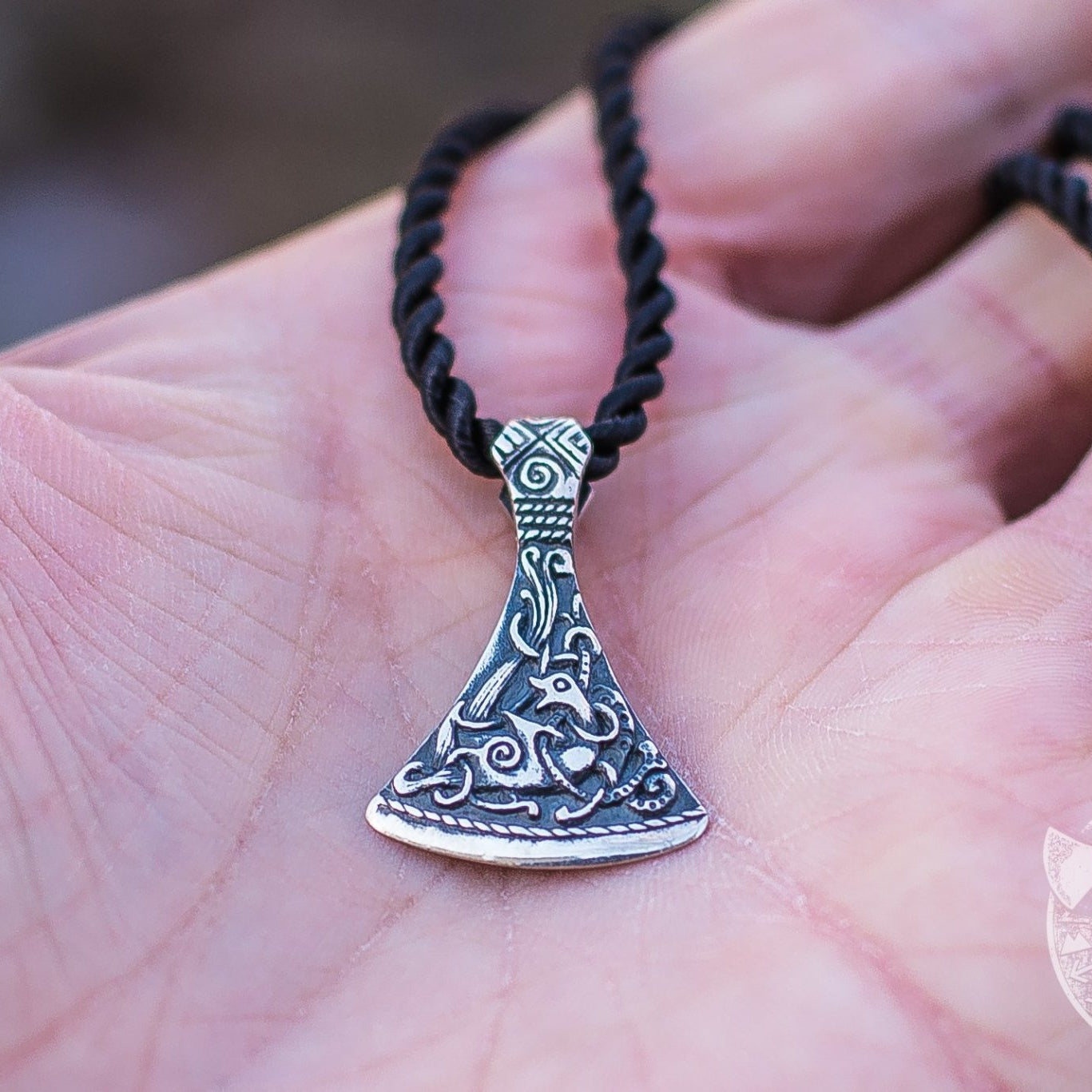 Mammen Style Small Viking Axe 925 Sterling Silver Pendant - VikingsBrand