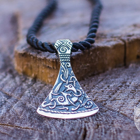 Mammen Style Small Viking Axe 925 Sterling Silver Pendant - VikingsBrand