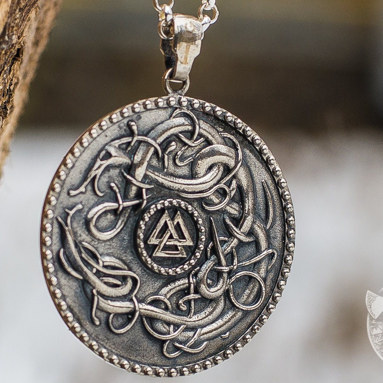 Massive Valknut Symbol 925 Sterling Silver Pendant - VikingsBrand