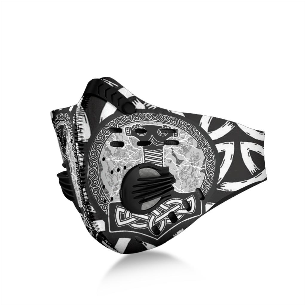 Mjolnir Premium Face Mask Cover - White On Black
