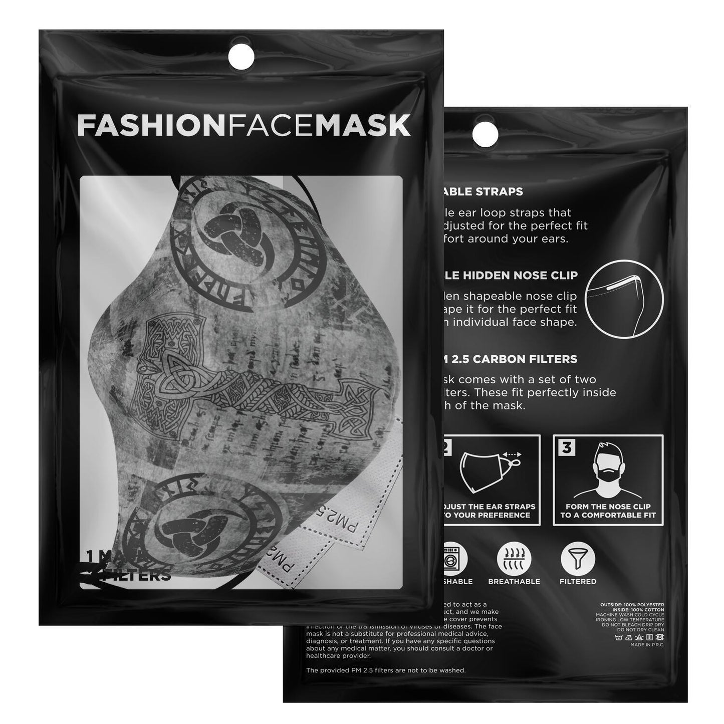 Mjolnir Viking Face Mask Cover Grey