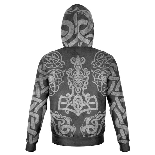 Nordic Norse Vikings god Odin with Geri & Freki Inspired hoodie, style 005 – view 2