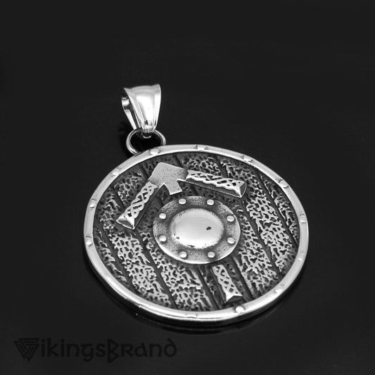 Stainless steel Tiwaz rune shield amulet necklace – view 2