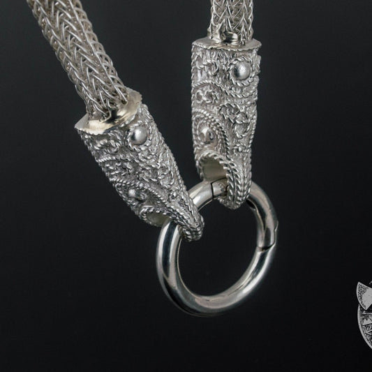 Viking chain with wolf head ends in 925 sterling silver – view 2