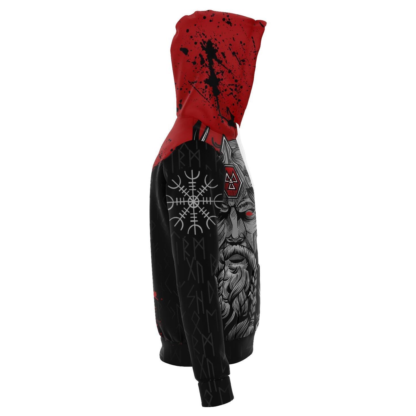 Norse God Odin Red Unisex Viking Hoodie