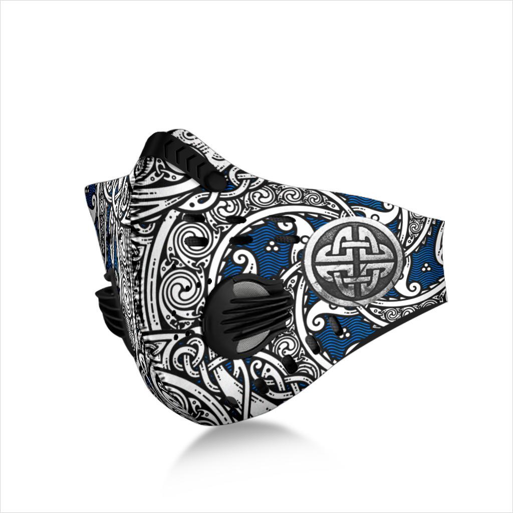Norse Pattern Premium Face Mask Cover - Blue