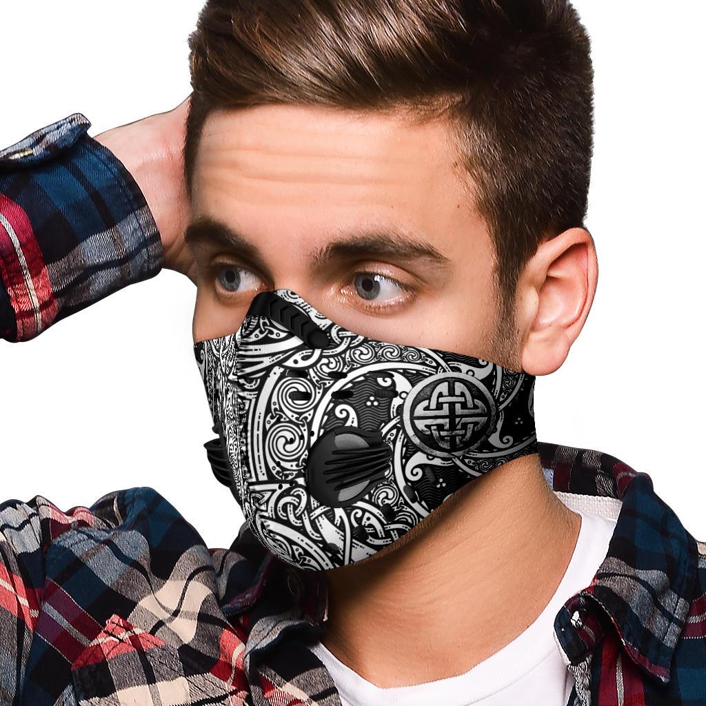 Norse Pattern Premium Face Mask Cover - Silver