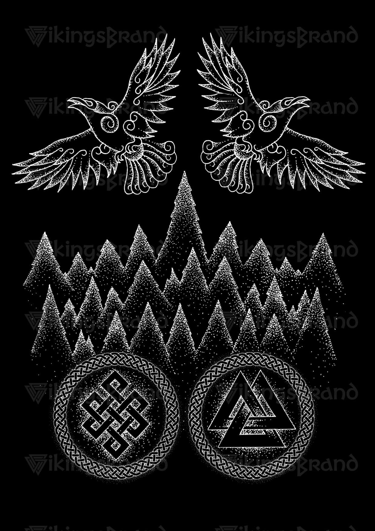 Norse Ravens Tattoo, Hugin and Munin Viking Tattoo with Valknut - Digital Download