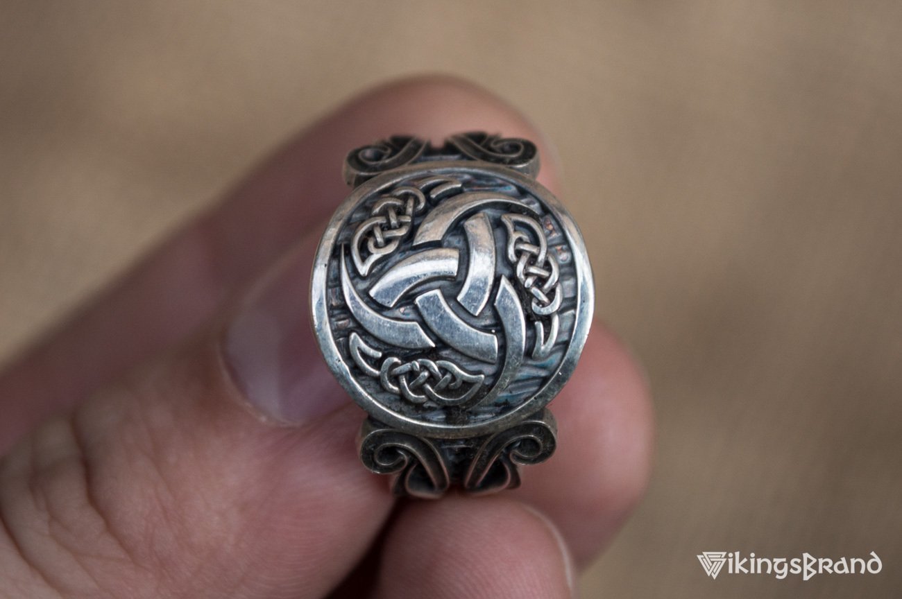 Odin Horn Viking Symbol with Viking Ornament Sterling Silver Norse Jewelry