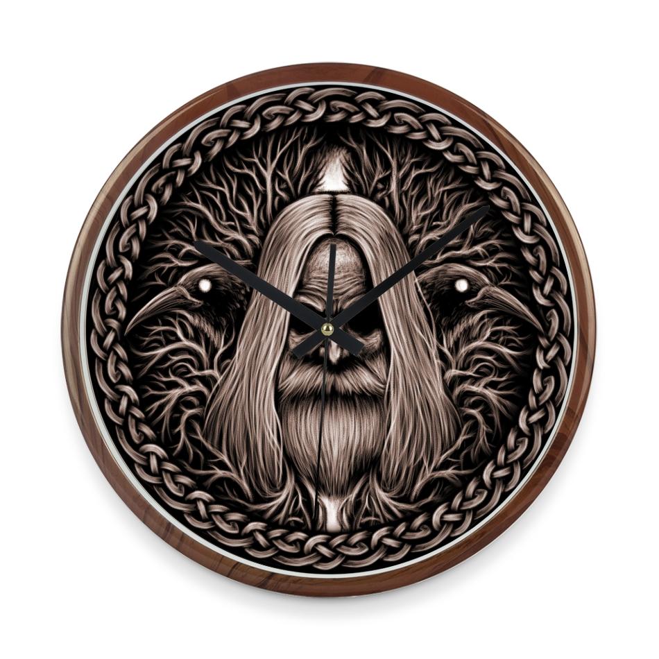 Odin with Huginn & Munnin Wall Clock - VikingsBrand