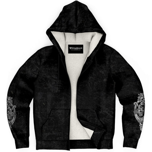 Odin's Wolfpack Unisex Viking Zip-Up Hoodie With Texture