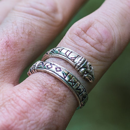 Ouroboros serpent ring with Elder Futhark runes in 925 silver – view 2