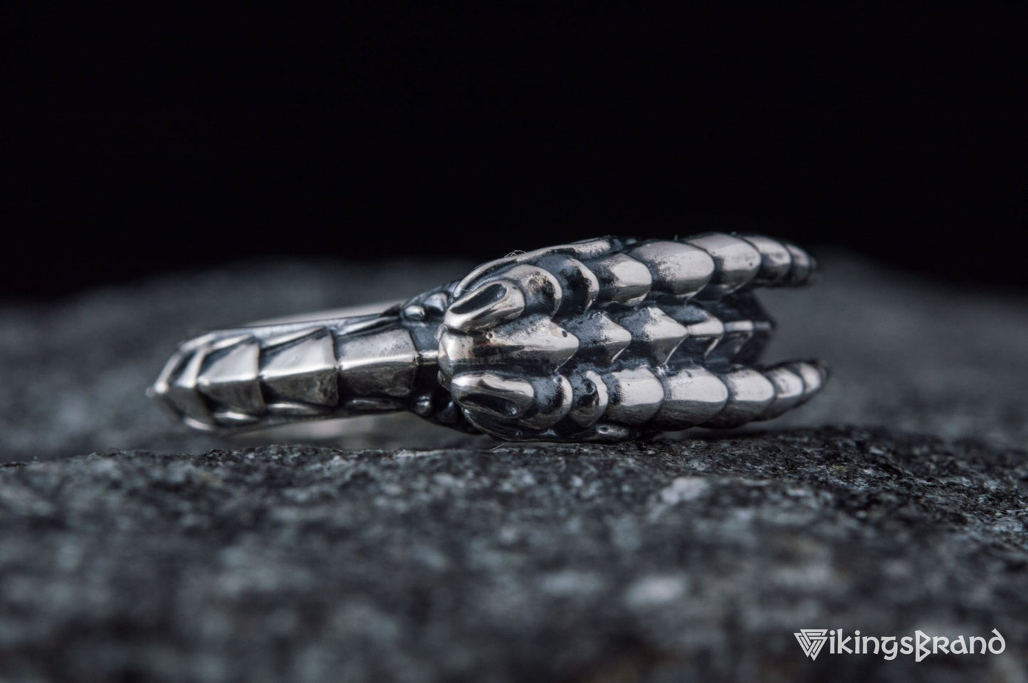 Ouroboros Viking Ring with Gem Sterling Silver Handmade Jewelry