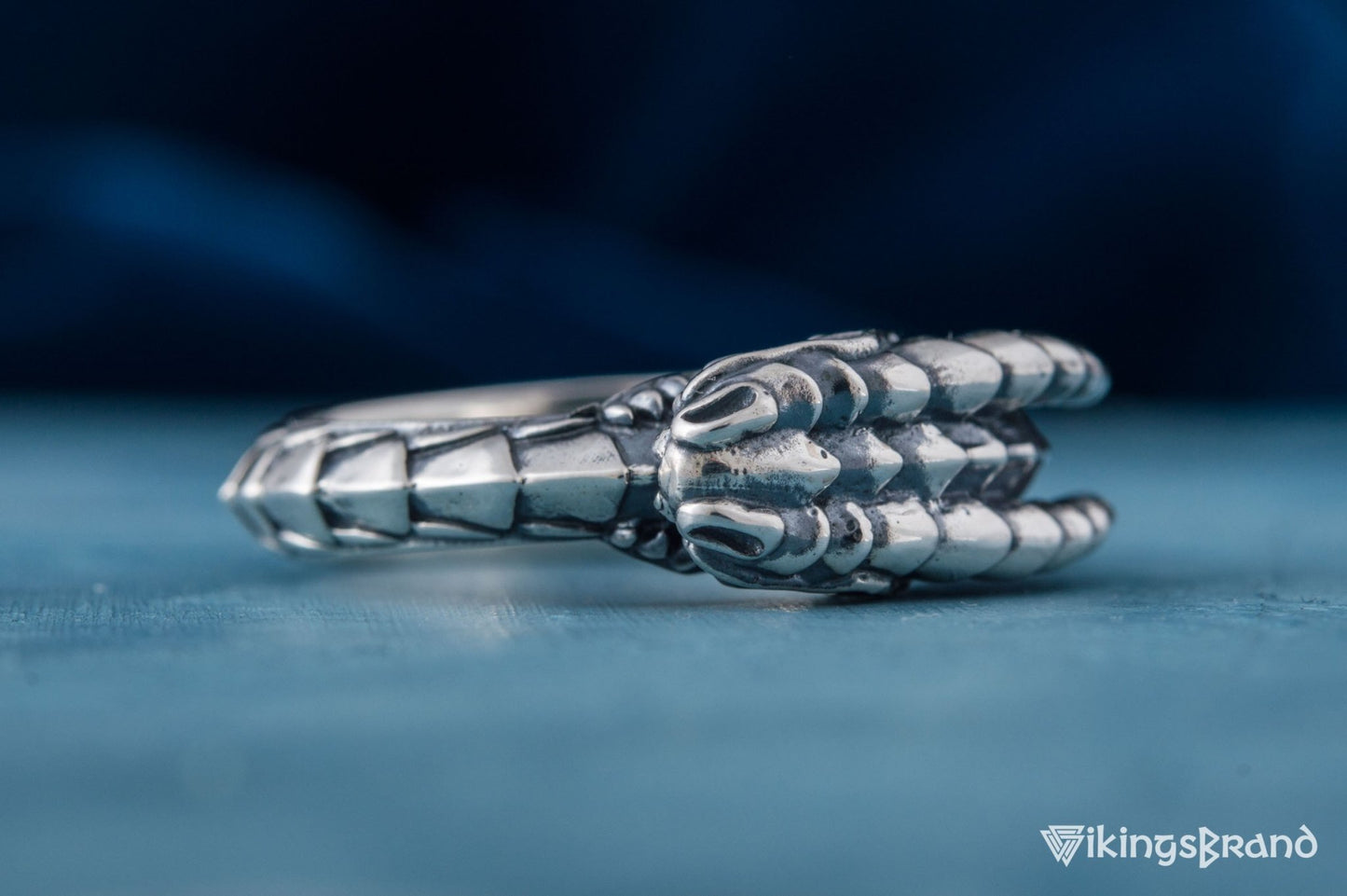Ouroboros Viking Ring with Gem Sterling Silver Handmade Jewelry